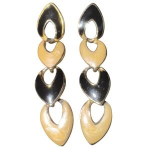 Dangle Drop Earrings Gold‎ Black Beige Open Teardrop Hearts Costume Jewelry